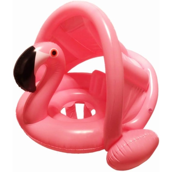Flamingo Baby Pool Float med Tak - Uppblåsbar Badring