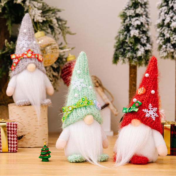 God Jul Tomte Docka Ornament Långt Skägg Stor Näsa Ansiktslös Gammal Man Docka Festlig Heminredning Julklapp KaesiGreen