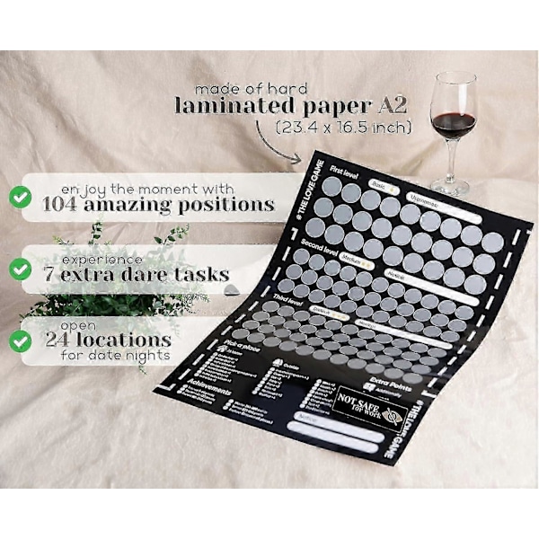 Kjærestegave Romantisk Par Gave Skrapeloddplakat 169 Kjærlighetsoppgaver - Posisjoner & Samtaler & Date Night IdeerC5-YT Tw P2025032600422
