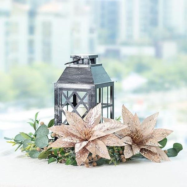 #Juletrærblomsterdekorasjon med paljetter 6 stk Juleblomster Jule#