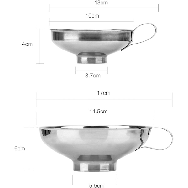 Rostfritt Stål Marmeladtratt 2-pack Kökskonserverings-tratt för Trans