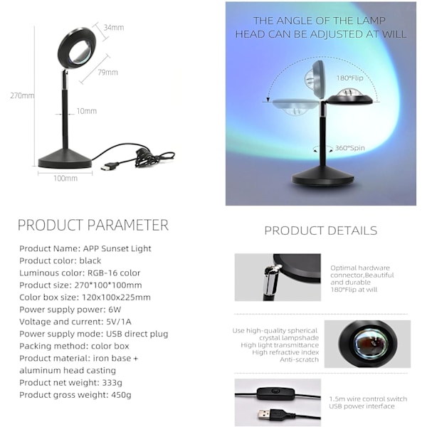 *Sjælden perle Solnedgang lampe Projektion app Smart kontrol Solnedgang Lys*