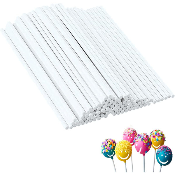 100-pack Pappersugarrör för att göra roliga Lollipops, Vita