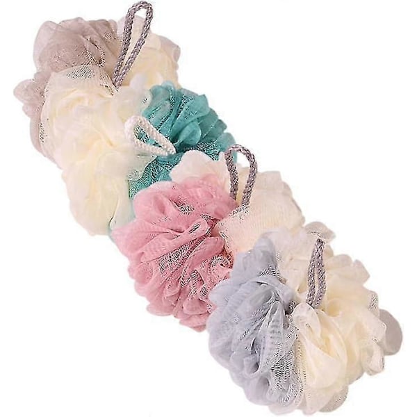 4 st Tvåfärgad Badboll Kroppsskrubb Duschpuff Badskrubb Dusch exfolierande loofah mesh Duschrengöringssvampar Rosa Grön Grå Khaki One Size