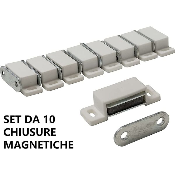 10 stk Magnetiske Lukker for Møbler - Hvit, Dører, Skap