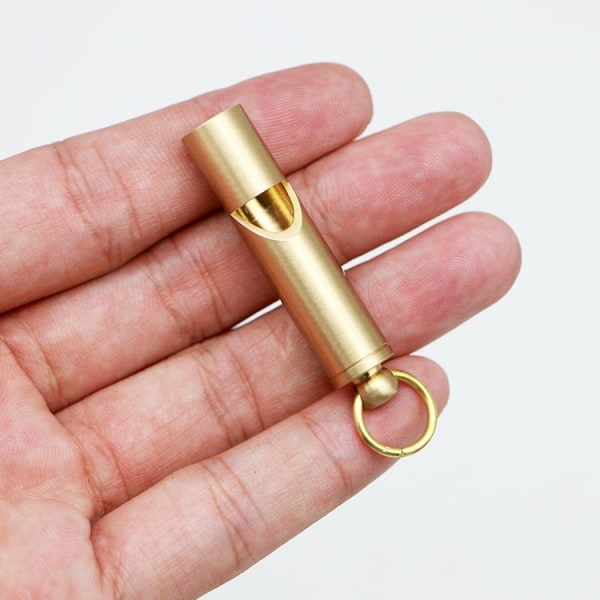 #4ST Handmade Brass Nödsignalvisselpipa av Mässing och Bambu för Utomhusvandring Camping Jakt Överlevnad#
