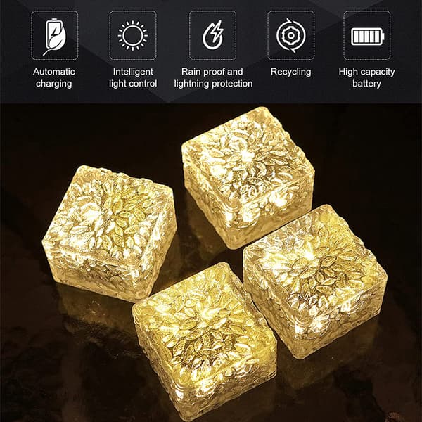 *2-pack 4 LED solcellslampor, glas utomhus solcellslampor, varmvit*