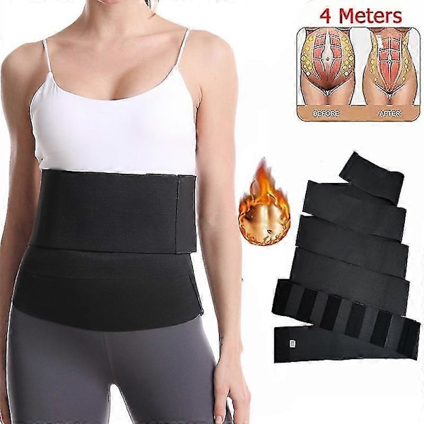 Svedbælte Abdominal Bælte Girdle Bælte Sports Fitness Girdle Dame Wrap Form Stram Yoga Slankebælte 1 stk - sort