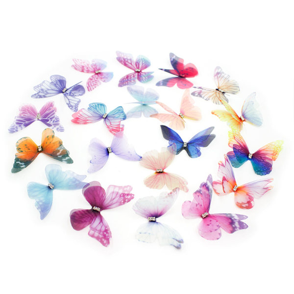 20 stk. Butterfly Hårklemmer Sequin Butterfly Barrettes Snap H