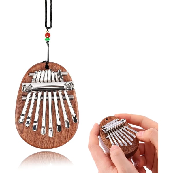 1 x Mini Kalimba (Tårförmad), 8-tangenters Kalimba, Bärbar Solid