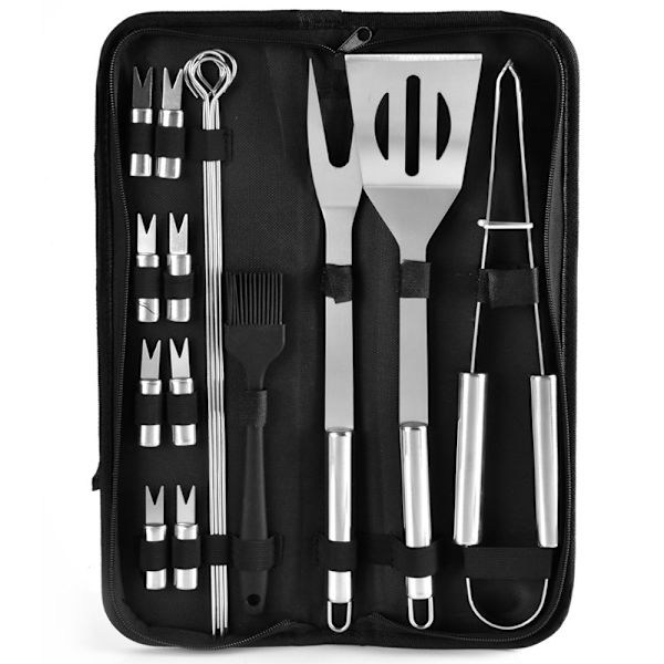 *16 stk. grillredskaber, rustfrit stål grillredskaber sæt køkkenredskaber sæt grill grillredskaber kit grilltilbehør med (16 stk)*
