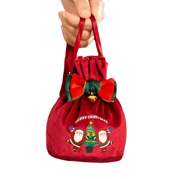 #3 st juläppelsäckar i sammet med dragsko, 12*15cm#