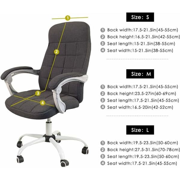 #Kontorstolbetræk M-Sort Grå Jacquard Computerstolbetræk Wat#