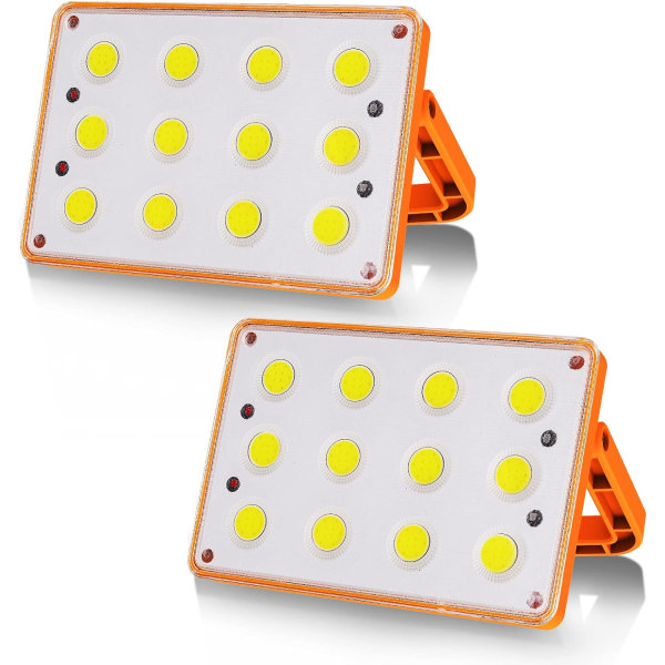 2 Pakker 60W Genopladelige LED-Overlygter 120 COB 4 Tilstande Solenergi