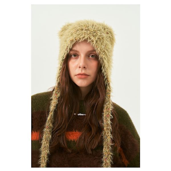#Färgglad prickig bindning hårlinjehatt - Grön, Dam Vinter Varma Hatt#