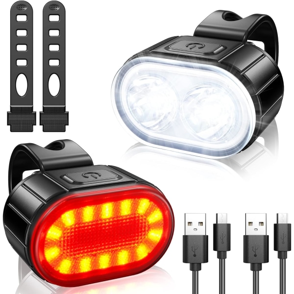 Cykellys Sæt, Kraftfuldt LED Cykellys Kit, Cykellys IPX5 Vand