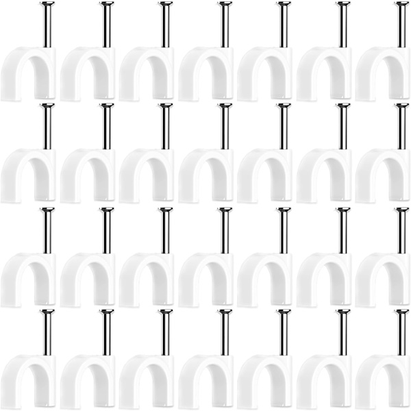 Kabelklips, 100 stk, hvit (4 mm), veggfester, kabelbindere, m