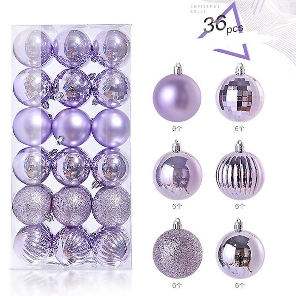 36 st Shatterproof Klara Plast Julgranskulor Ornament Dekorativa Julkulor Set Med Fyllda Delikata Dekorationer 3cm färg 9