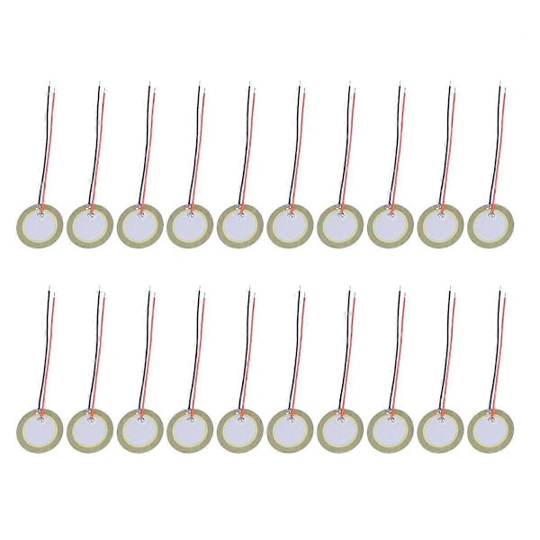 20 stk. 20mm Piezo Disk Membran Elementer Summer Kobberplate Piezoelektriske Keramiske Brikker med Ledninger