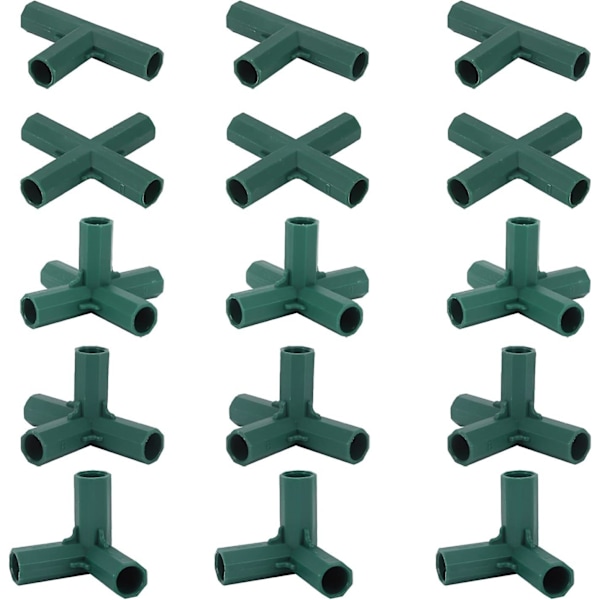 15-pack växthusramskopplingar, trädgårdsramhörnkopplingar 16 mm propellerstång 5 typer kraftiga stabila fästen för växthus