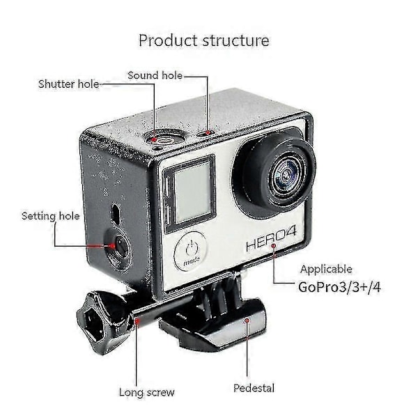 Gopro Hero 3 3+ 4 Skyddsram Svart Fodral