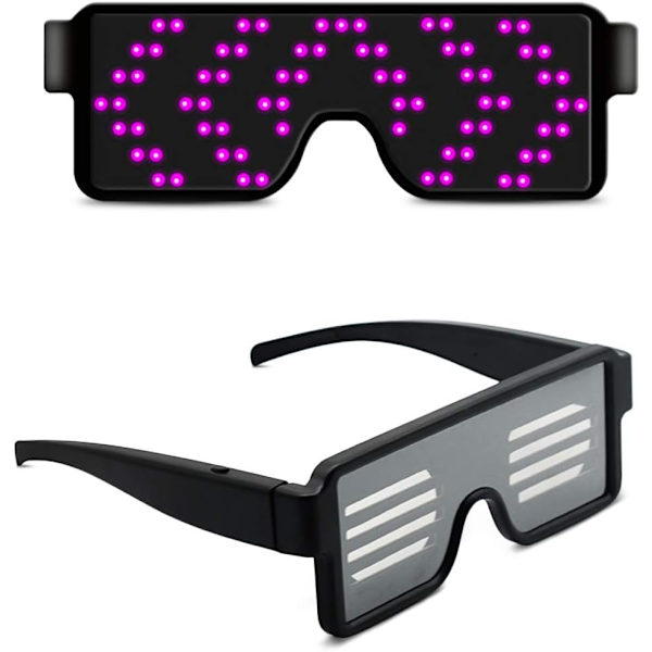 LED Trådløse Briller Party Dekorationer USB Genopladelig 11 Mønstre