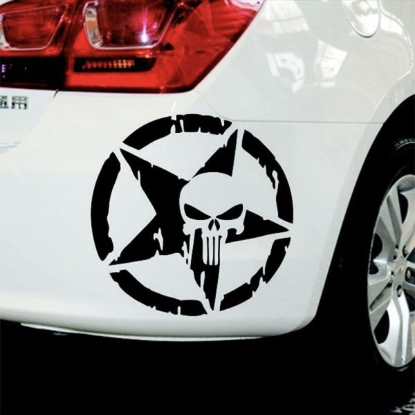 Punisher Skull Bilsticker Skull Pentagram Bilsticker Pakke 2 stk