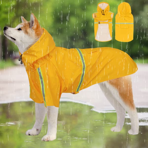 #Regnjakke til hund med hætte og refleks#