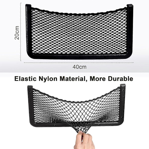 3 st Bilförvaringsnät 40 * 20 cm Bilficka Organizer Väska För Redskap/husbilar/båtar/hem (elastiskt nät)