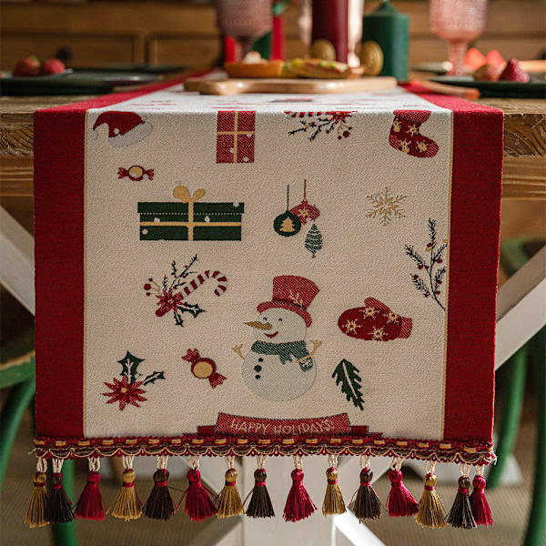 #Julbordstablett dekoration, duk, 35*220cm, fransar#
