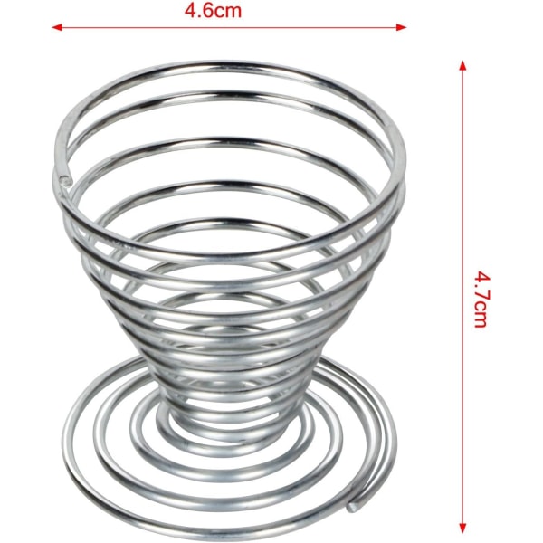 6 stycken äggkoppar i rostfritt stål, spiralformade