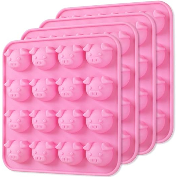 4 stk Silikonformer i Grisform for Gele, Fondant, Hard Candy, Ke