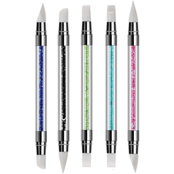 *5 stk. Silikonspenner for neglkunst, dobbelthodet neglspen*