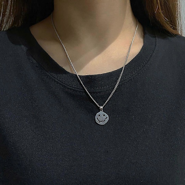 Goth Smiley Face Anheng Halskjede Rosa Kule Smile Halskjeder For D