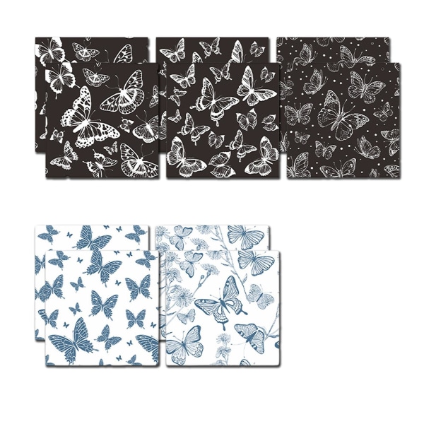 10 ark material Papper Vintage handritad svart och vit blomhandbok Dekorativt underlagspapper gör-det-själv Scrapbooking Tillbehör KaesiH