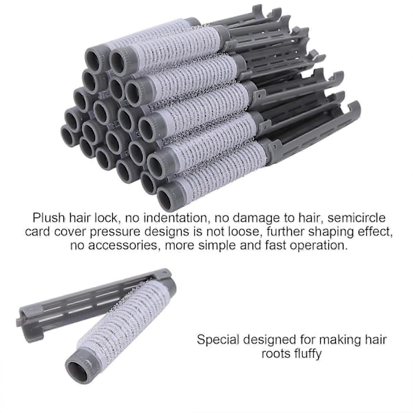 Hår Permanent Ruller, 20 stk./sæt Fluffy Permanent Rulle Hårkrøller Hårkrøller Sæt Salon Hårkrøller Styling DIY Frisørværktøj Sæt (Grå)