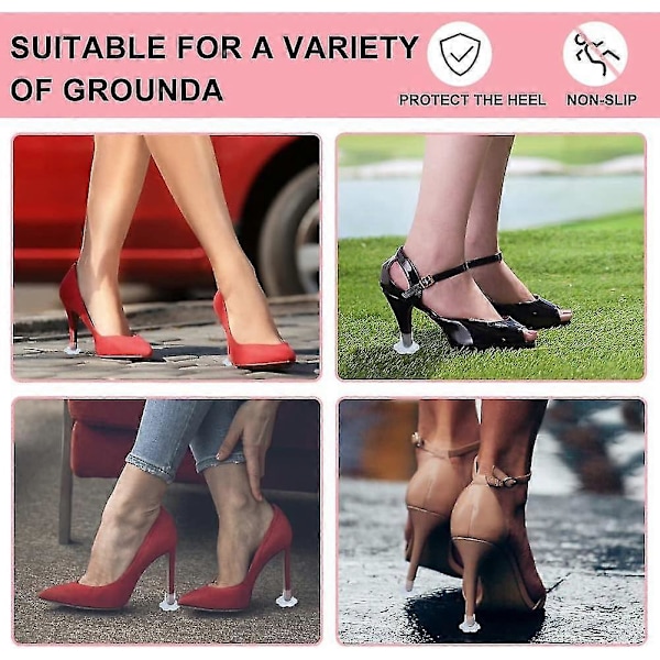 Hälskydd (4 par) 5mm Högklacksskydd Stilettosko Halkskydd Transparenta Högklacksskydd för Gräs Stiletto Hälskydd för F