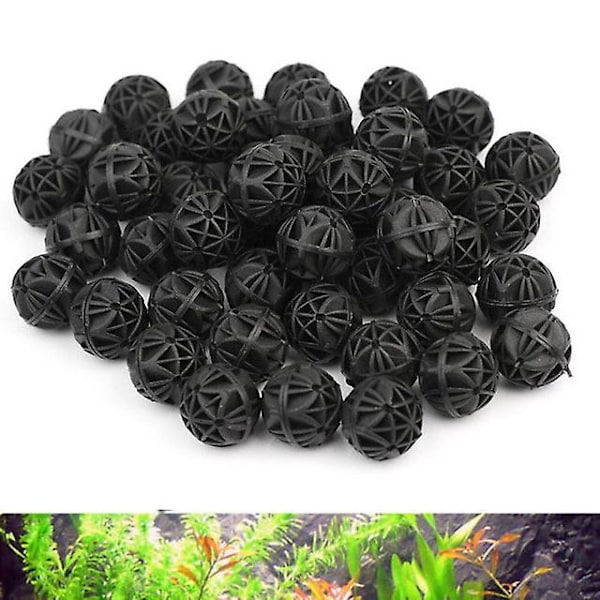 90 stk. Akvariefisketankfilter 16 mm Biobolde Bio-bolde til filtreringsrensning (sort)