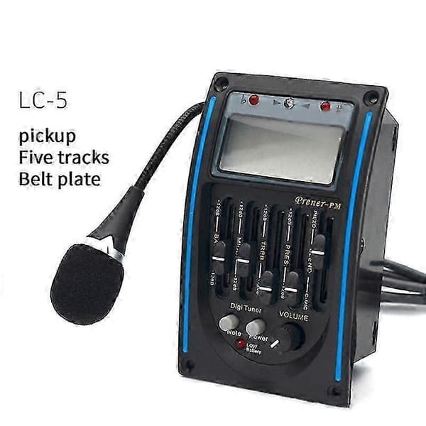Akustisk Gitarr Pickup, 5-bands EQ Equalizer Gitarrförförstärkare Piezo Pickup Stämapparat med Mic LCD-display