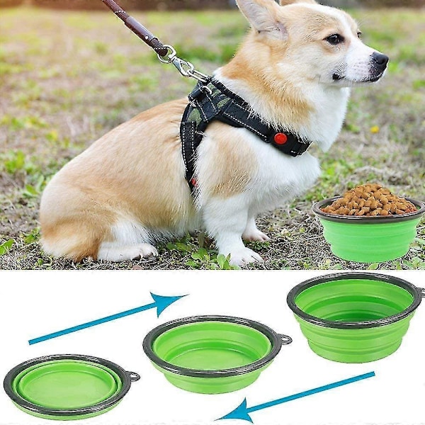 Sammenklappelig skål til kæledyr, hundebassin, rejseskål til hund, skål til langsomt foder, bærbar feeder, silikone skål til kæledyr (2 stk.)