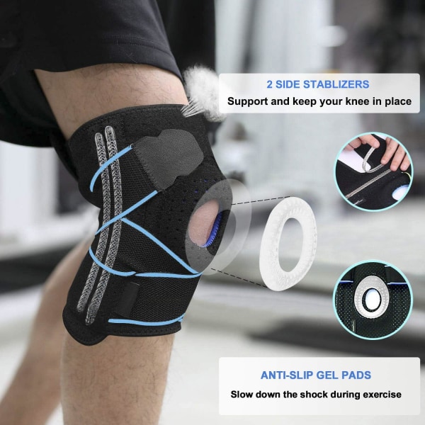 Blå - Sportknäskydd 2-pack, justerbar knä- och ligamentstöd
