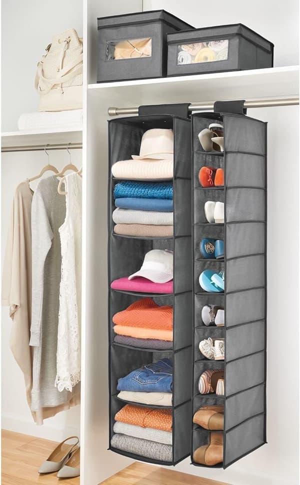 /#/120*30*15cm Non-woven Foldbar Skoreol (Grå og Sort) - Hangi/#/