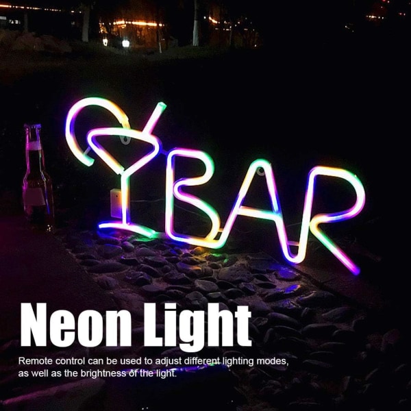 Fargerik - LED Neon Bar Bokstav Dekorativ Lys Skilt