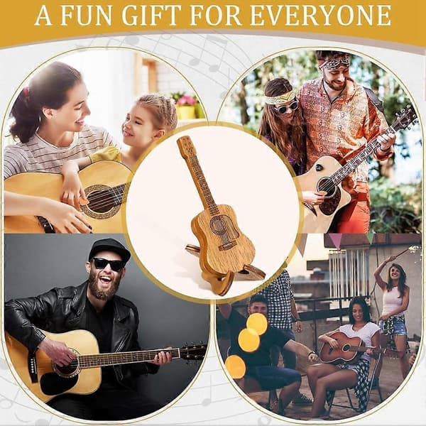 Gitarrplektrumbox med 6 st Gitarrplektrum, Akustisk gitarrplektrumbox i trä för present Musikinstrument Gitarrbas