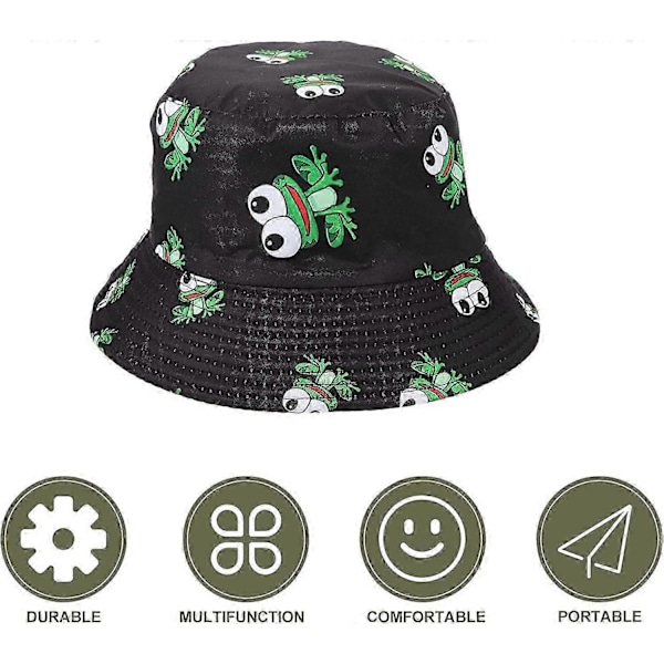 Groda Bucket Hatt Sommar Fiskehatt Packbar Rese Strand Fiskarhatt för Kvinnor Tonårsflickor Vuxna Stil 2
