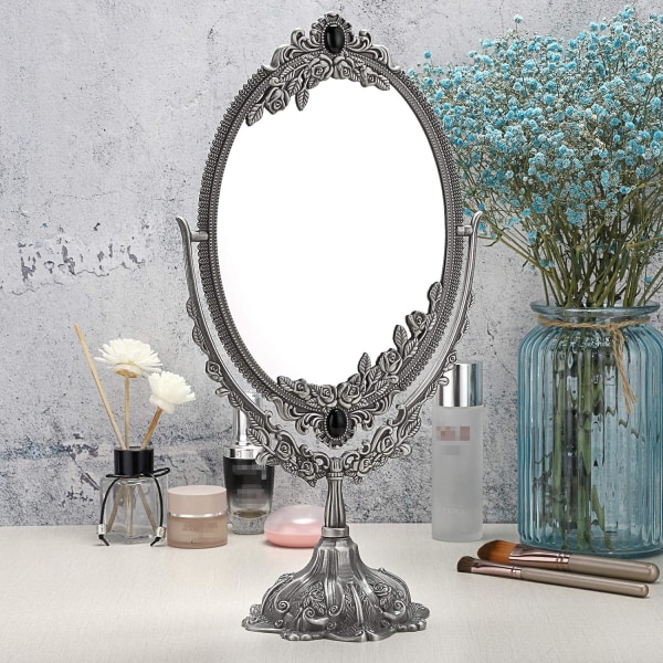 Makeup Spejl Vintage Dekorativ Spejl Oval og Dobbeltsidet Mi