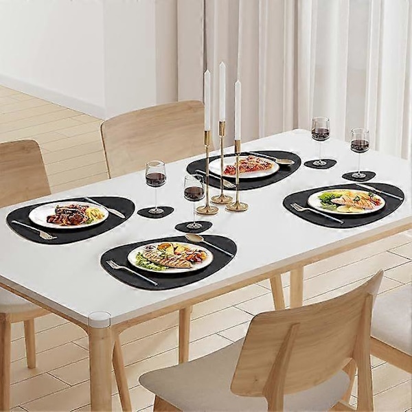 Pestävät pöytätabletit, vedenpitävät PVC-liukuestetabletit, lämmönkestävät pöytätabletit, 6 kpl pöytätabletteja (36,5*45cm) musta