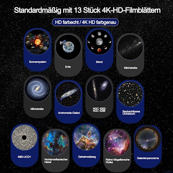 #LED Stjernehimmel Stjerne Galaxy Projektorlampe, HD 4K Fokuseringsprosjekt#