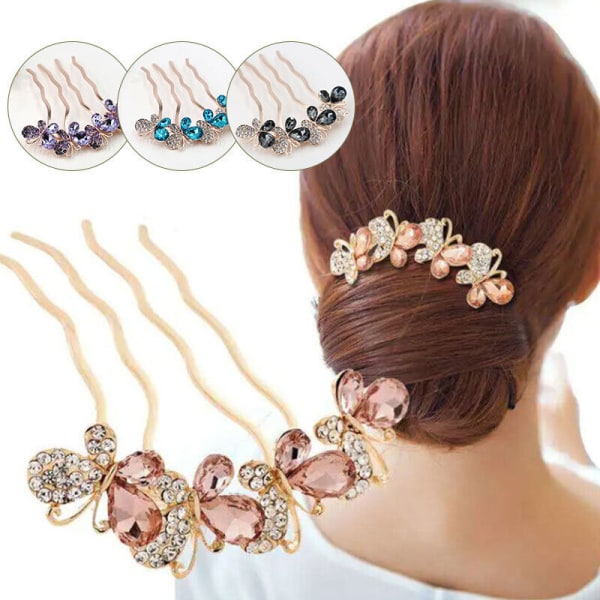 /#/1pcs Ladies Rhinestone Crystal Wedding Flower Hair Comb Clip/#/