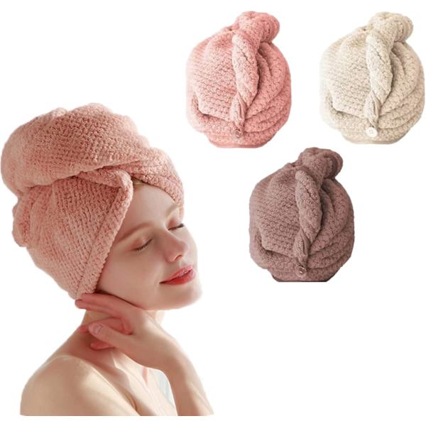 3 stycken hårtorkar, mikrofiber hårtorkar, snabb torkning